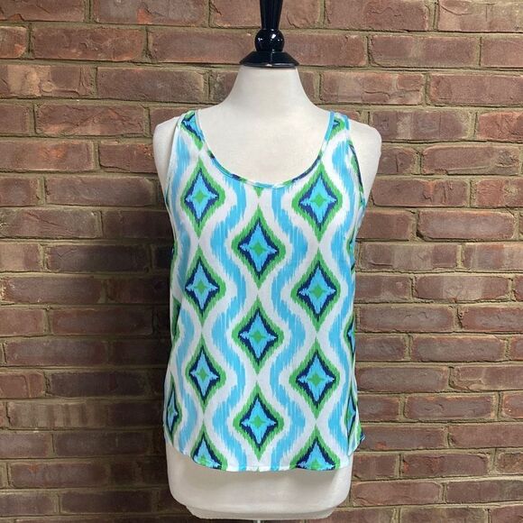 Macbeth Collection by Margaret Josephs Teal Blue & Green Tank Top Size Medium - Picture 2 of 6